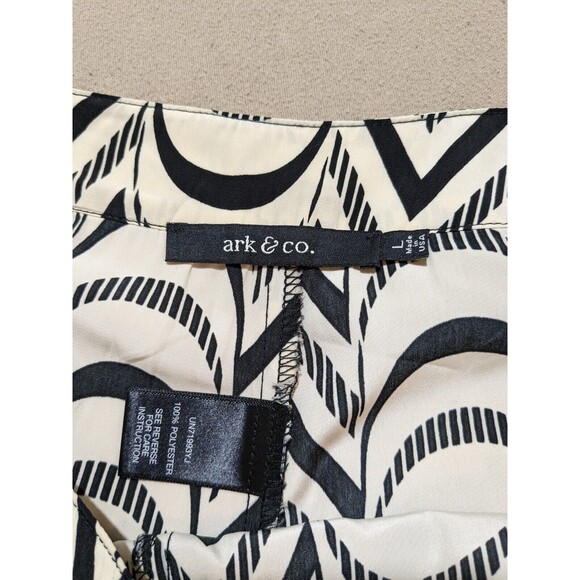 ARK & Co  Women’s Palazzo Pants Black & Stone 100% Polyester Size Large - Picture 6 of 12